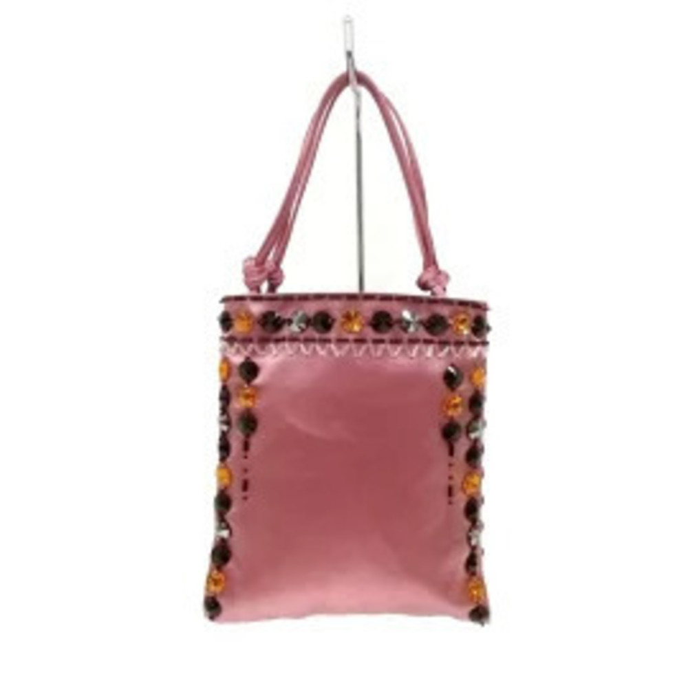 Prada Tote Bag Beaded Jeweled Pink Satin